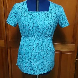 Scrub Top Blue w/Black - Katherine Heigl Sz S